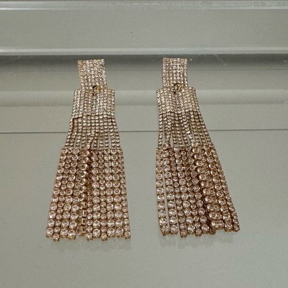 Gold Sparkle Dangle Earrings - Picture 1 of 4